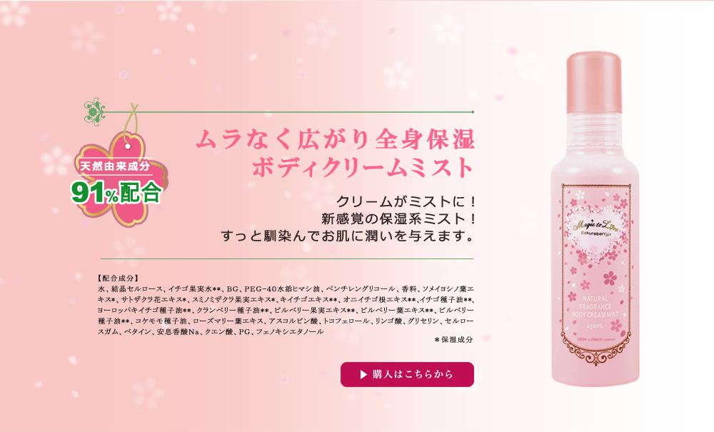 ナチュラル フレグランス ボディ クリーム ミスト